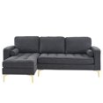 thumbnail image 2 of Fithood 218*141*87cm Boucle Yarn, Diamond-Shaped Gold-Plated Three-Pronged Legs, Three-Seater With Footstool, Indoor Modular Sofa, Dark Grey, 2 of 5