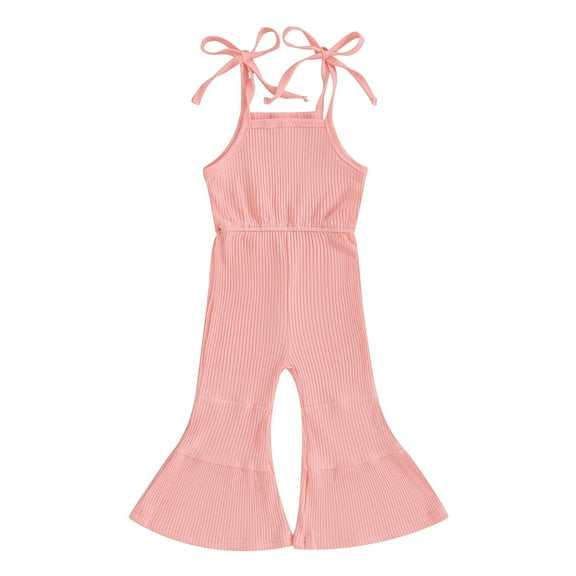 Bagilaanoe Toddler Baby Girl Cami Jumpsuit Sleeveless Ribbed Romper Overalls 12M 18M 24M 3T 4T 5T Kids Flare Pants Summer Clothes