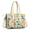 thumbnail image 2 of Teacher Tote Bag,Beige Toned Dinosaur and Palm Tree Pattern Teacher Utility Tote Bag,Large Work Tote Bags for Women with Multiple Pockets,Top Zipper Closure,13.8x10.6x6.7 Inch, 2 of 5