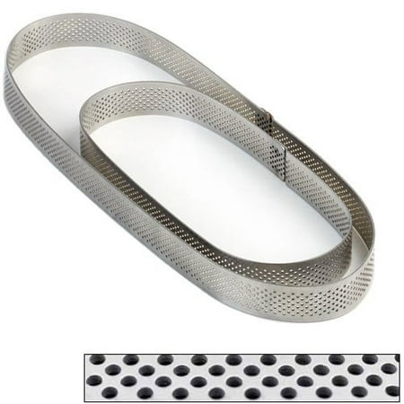 

Pavoni Microperforated Stainless Steel Oval Tart Ring Height: 3/4 3.5 x11.5