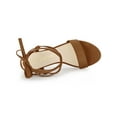 thumbnail image 4 of BLISSFUL STEP Women's Open Toe Lace up Block High Heels Sandals Brown 8, 4 of 7
