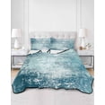 thumbnail image 2 of Twin XL Quilt Bedding Set, Shabby Teal Blue Reversible Summer Quilt 3 Pieces, Oil Painting Vintage Art Blue White Lightweight Bedspreads Coverlets with 2 Pillow Shams for All Seasons, 2 of 5