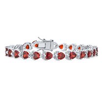 Bling Jewelry Womens Romantic Hearts Shape Ruby Red CZ Tennis Bracelet Silver Plated 7 Inch