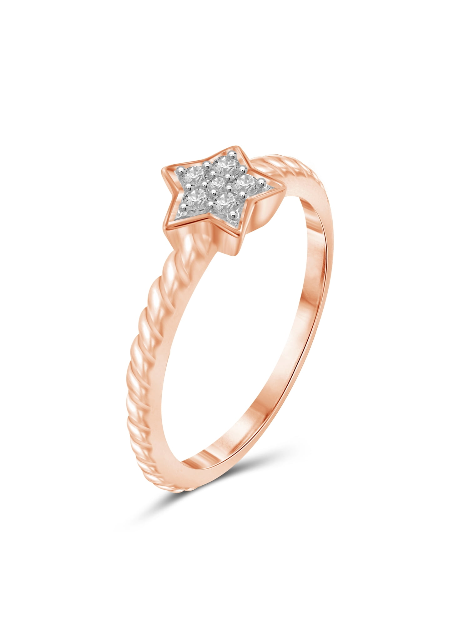 JewelersClub Diamond Rings for Women – Accent White Diamond Ring Jewelry– Rose Gold Over Silver Bands for Women –– Ring by JewelersClub