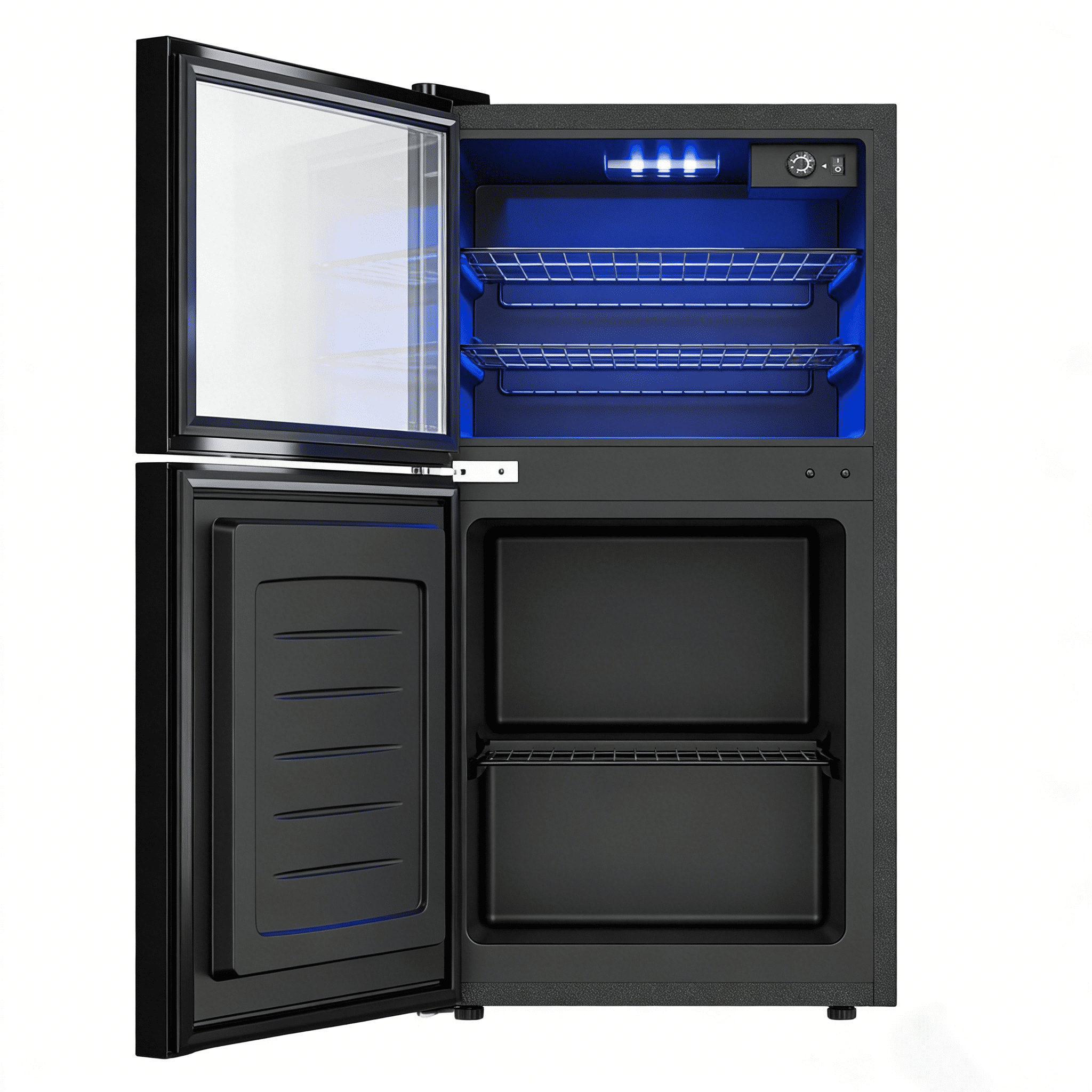 Auseo 2.6 Cu.ft Beverage Refrigerator with Freezer,2-Door Freestanding Small Refrigerator,Mini Fridge for Bedroom/Home/Office