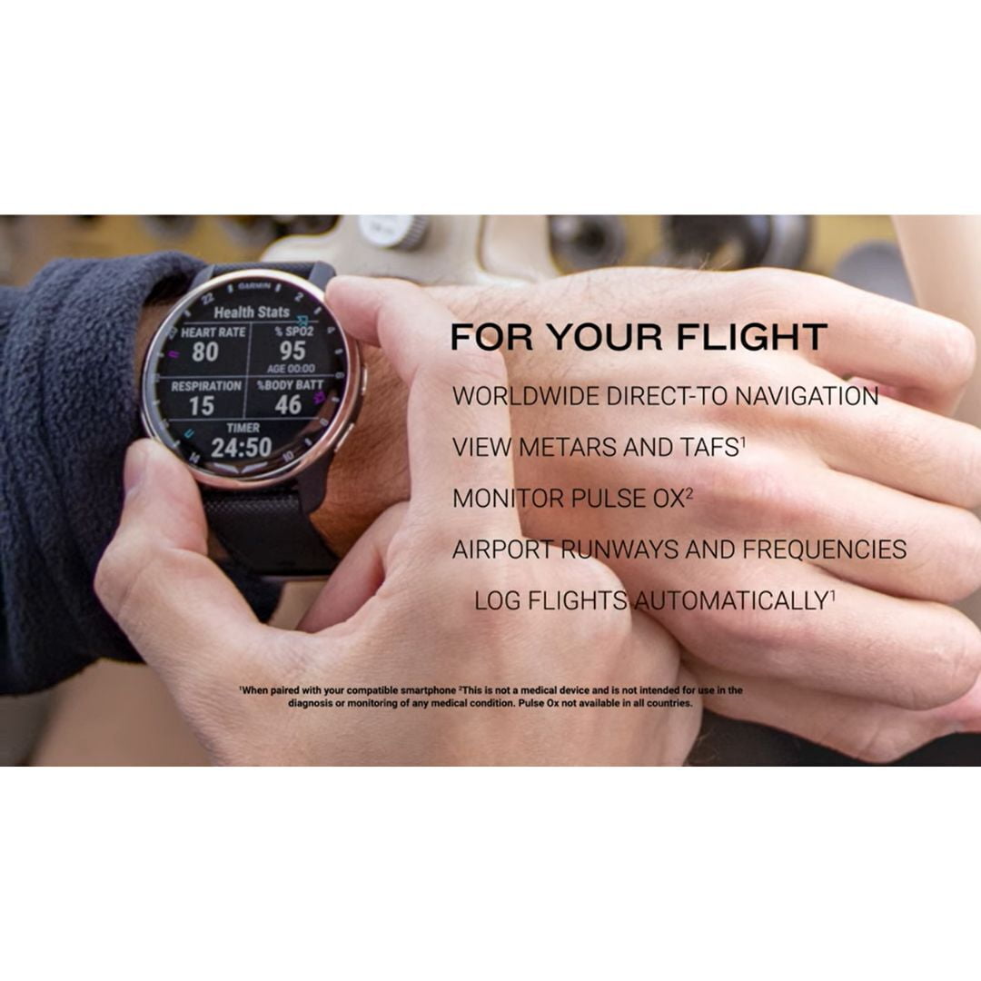 Garmin D2™ Air X10, Touchscreen Aviator Smartwatch with GPS, Aviation Weather, Call and Text, Health and Wellness Features and More, Black