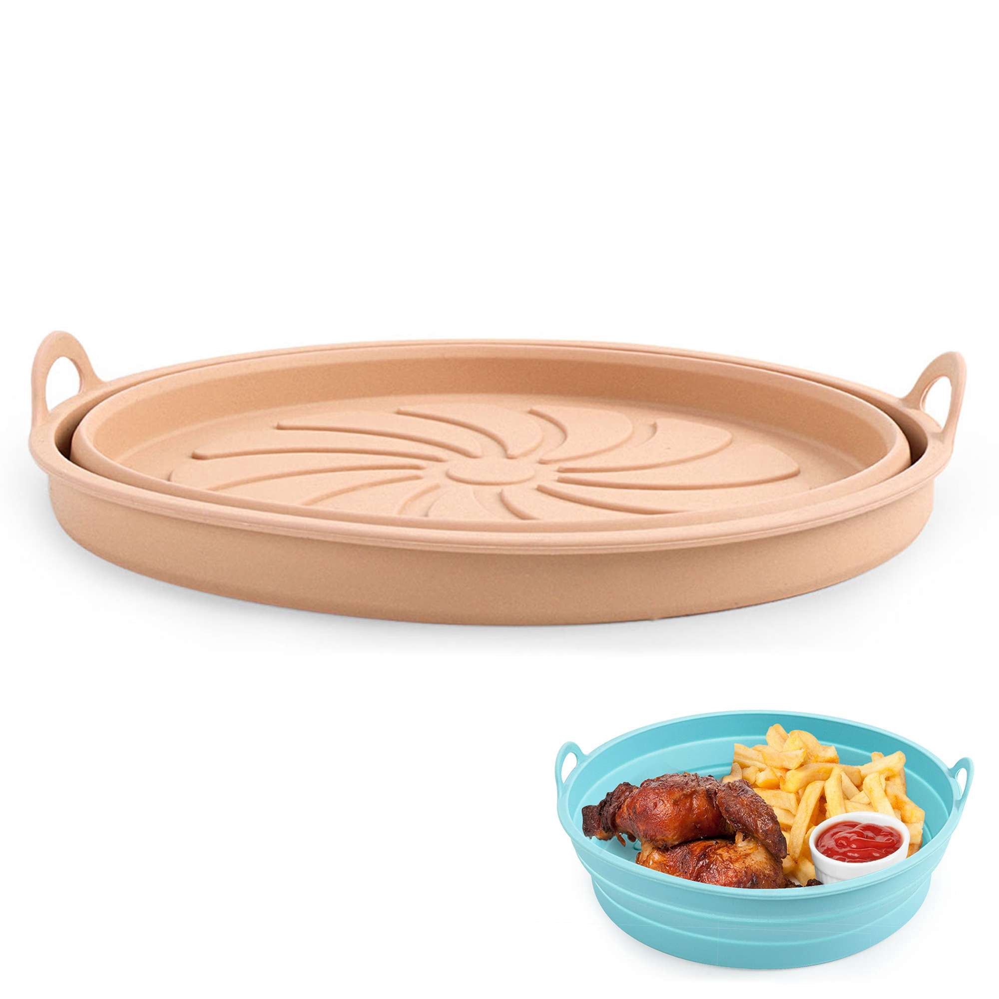 Gustave Air Fryer Silicone Liners Pot Foldable Reusable Airfryer Round Basket Baking Trays Easy to Clean Non-Stick Heat Resistant Air Fryer Oven Accessories for 5-8QT