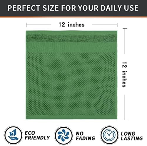 100% Cotton Dish Cloths, 6 Pack - 12 x 12 Inches, Waffle Weave Super Soft and Absorbent Dish Towels Quick Drying Dishcloths, Grass Green