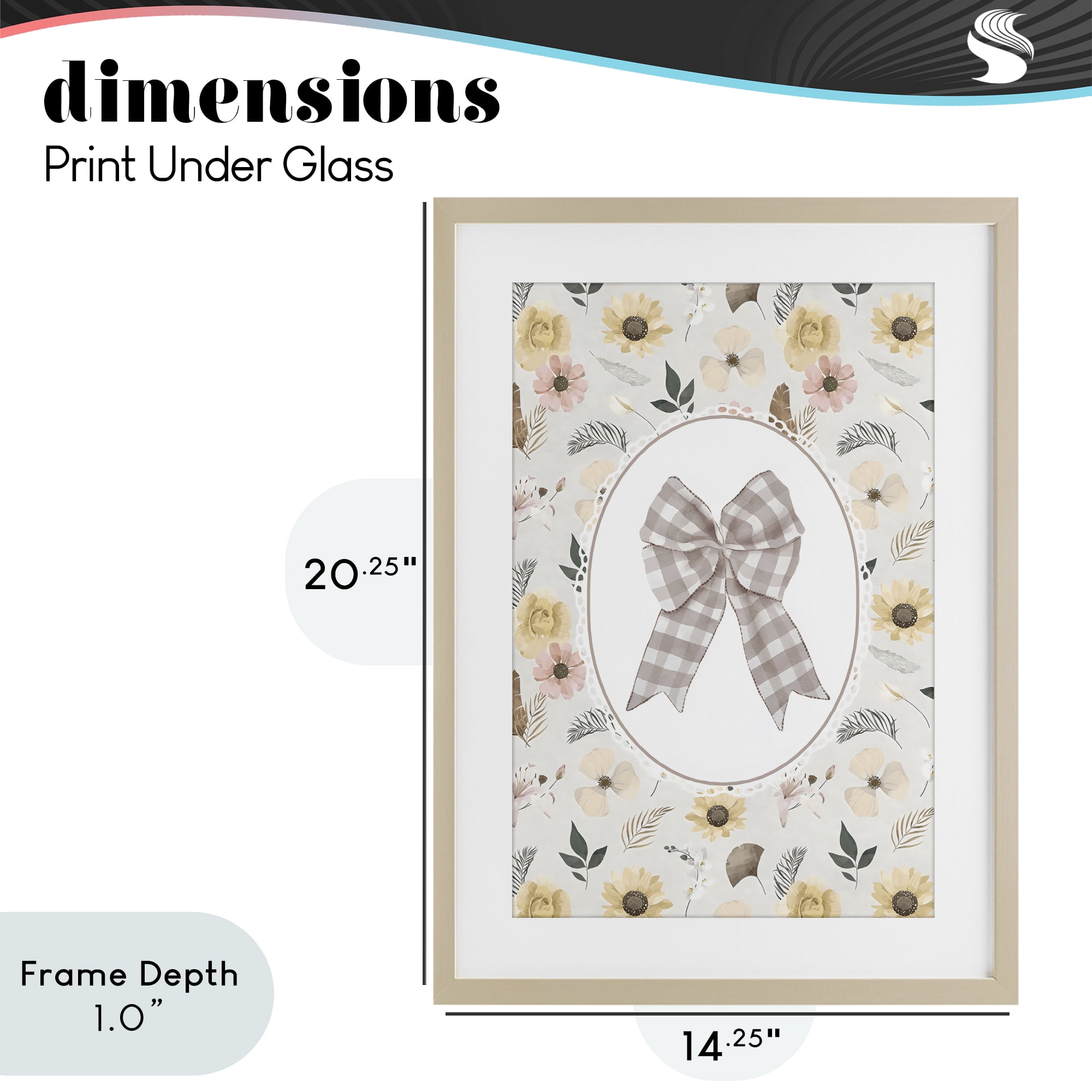 Stupell Industries Sunnyside Bow in Gingham Birch Framed Print Under Glass, design by Ink Drop Loft