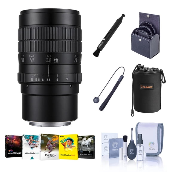 Venus Laowa 60mm f/2.8 2X Ultra Macro Lens for Sony E, Bundle with ProOptic 62mm Filter Kit, Cleaning Kit, Software Kit, Lens Cap Tether, Lens Cleaner