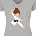 thumbnail image 4 of Inktastic Karate Girl, Cute Girl, Black Belt, Brown Hair Women's V-Neck T-Shirt, 4 of 5