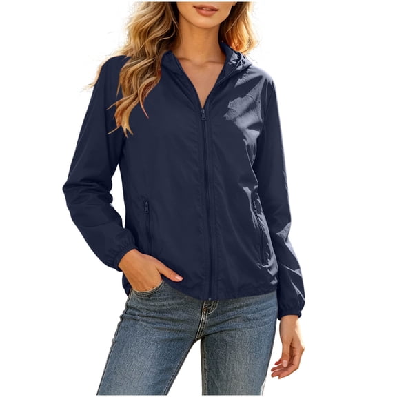 Admvng Womens Lightweight Windproof Jacket Zipper Pocket Casual Outdoor Travel Wind Coat