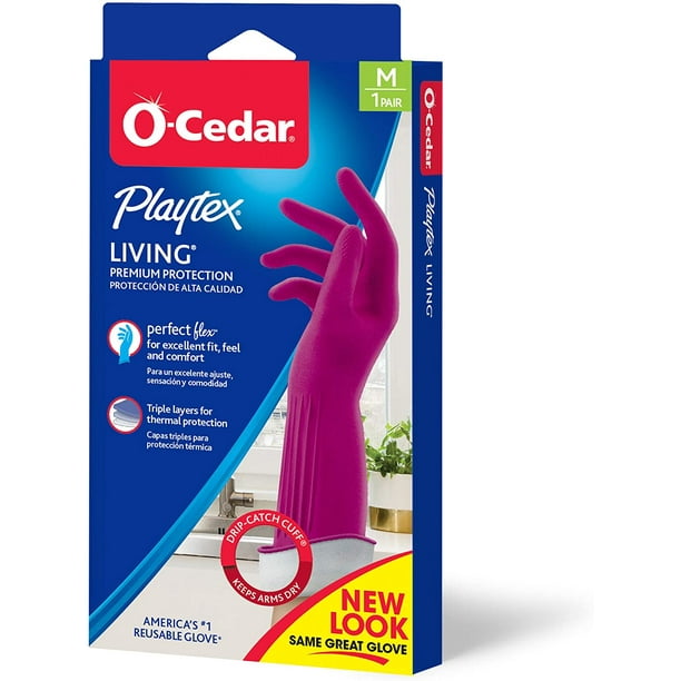 Playtex Living Reuseable Rubber Cleaning (Medium, 1 Pair), Premium Protection Reusable Household Gloves (Pack of 3) - Walmart.com