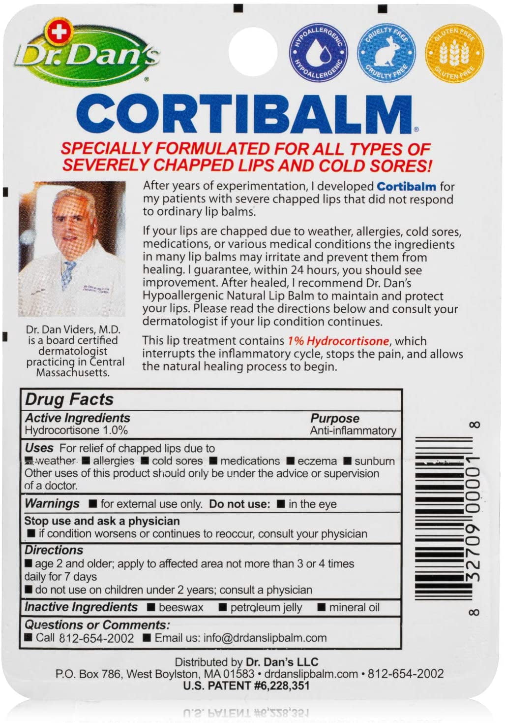 Dr. Dans CortiBalm Lip Balm Patented Formula 0.14 Ounces (3-Pack)