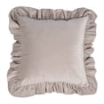 thumbnail image 1 of XmhyTop-A Funda de almohada de terciopelo color champán de 45 x 45 cm, funda de cojín para respaldo con borde de hoja de loto, 1 pieza, 1 of 5