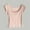 Pink, variant on Rezuofi 1 Pcs Women's Short Sleeve T-Shirts Low Scoop Neck Slim Fitted Ribbed Knit Casual Longer Crop Top