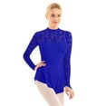 thumbnail image 2 of ZDHoor Women's Long Sleeves Lace Figure Ice Roller Skating Ballet Dance Leotard Dress Costume Royal Blue M, 2 of 7