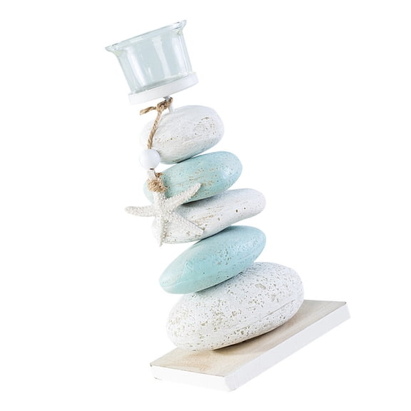 COSMOBETTY 1Set Tall Candlesticks Holders in Wood Stone and Glass for