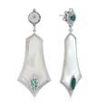 thumbnail image 3 of Natural Emerald Dangle Earrings 18k White Gold Jewelry, 3 of 3