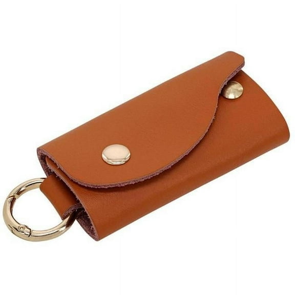 Leather Keychain Card Holder, Assorted Black & Brown