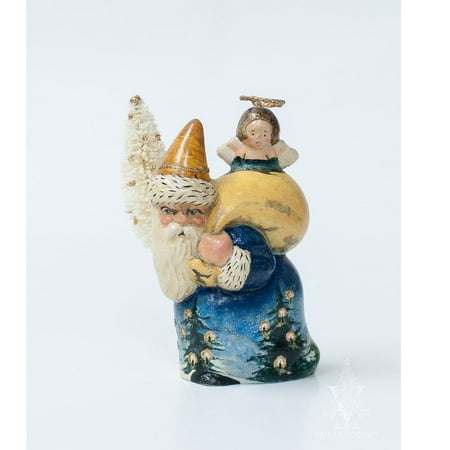 Baptism Angel Figurine - Vaillancourt Father Christmas Santa with Angel Chalkware Figurine Made in USA