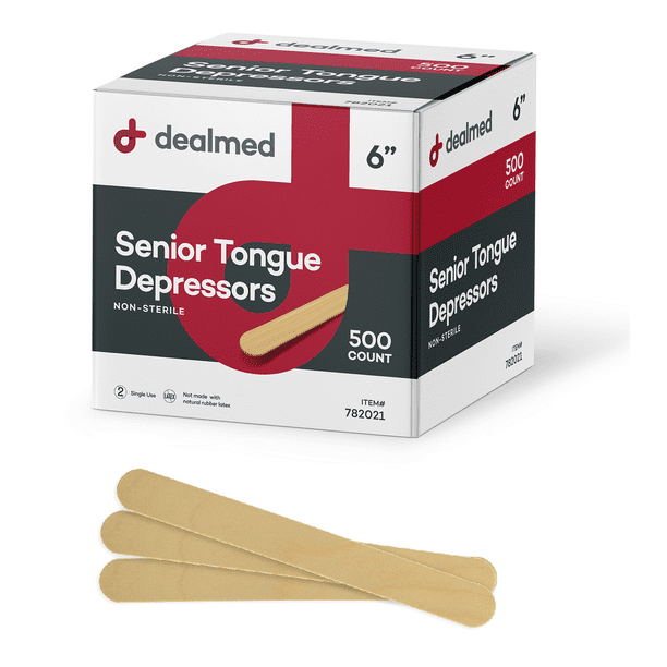 Dealmed 6” Senior Tongue Depressors 500 NonSterile Wood Tongue
