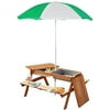 Kids Picnic Table With Umbrella And Storage Inside, Sand And Water Table, Kids Outdoor Furniture, Wooden Bench Backyard Furniture For Garden, Patio, Or Balcony