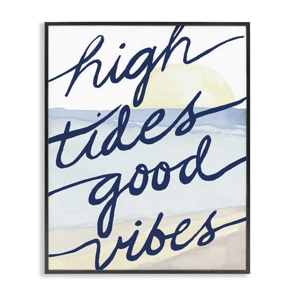 Stupell Industries Shabby Chic High Tides Good Vibes Beach Scenery Viewpoint Black Framed Giclee Art, 11 x 14, by Elizabeth Medley