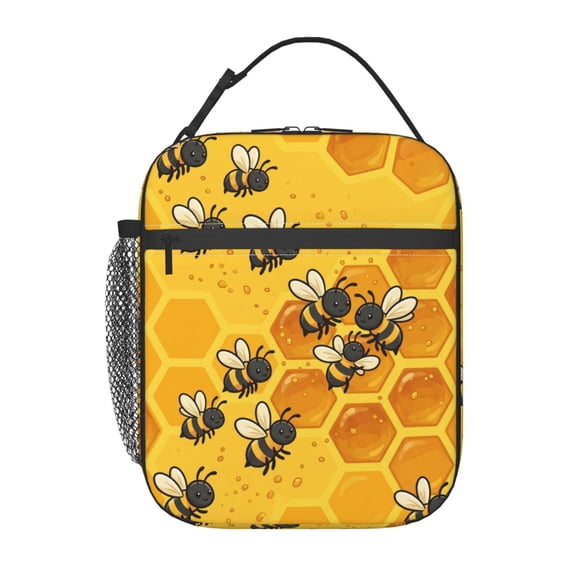 Honeycomb Bees Insulated Lunch Bag For Women Men Reusable Lunch Box Cooler Bag Large Leakproof Lunch Tote For Adult Work Picnic Camping Beach Office