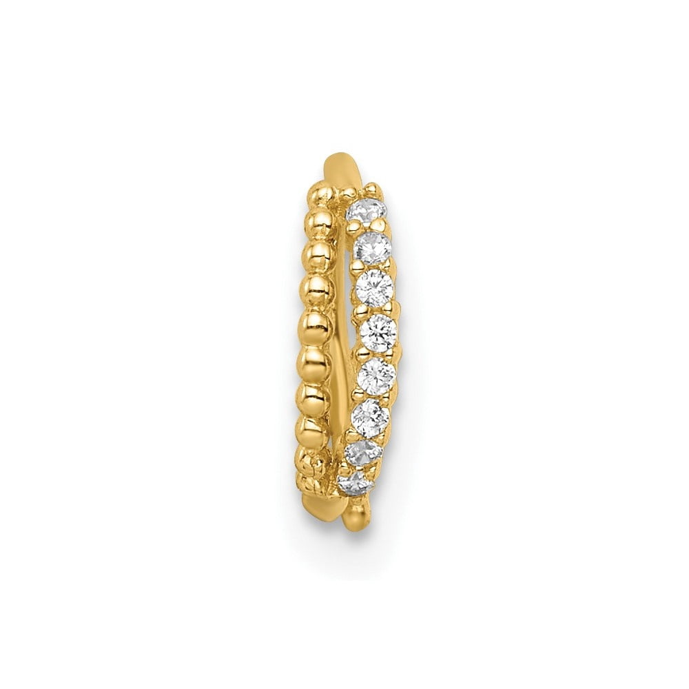 Auriga 14k Yellow Gold CZ Nose Ring/ Ear Cuff for Women(L- 8.49mm, W- 2.65mm)