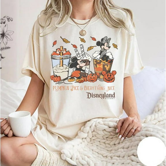 Disney Cute Mickey Minnie Pumpkin Spice Everything T-Shirt Unisex,S-5XL