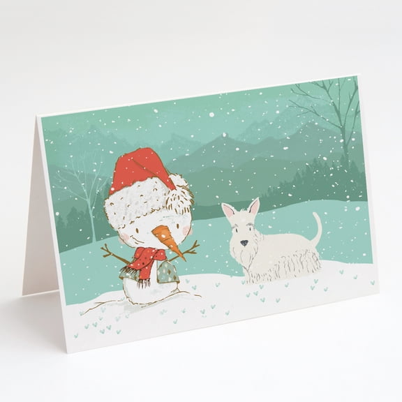 Wheaten Scottish Terrier Snowman Christmas Greeting Cards and Envelopes Pack of 8