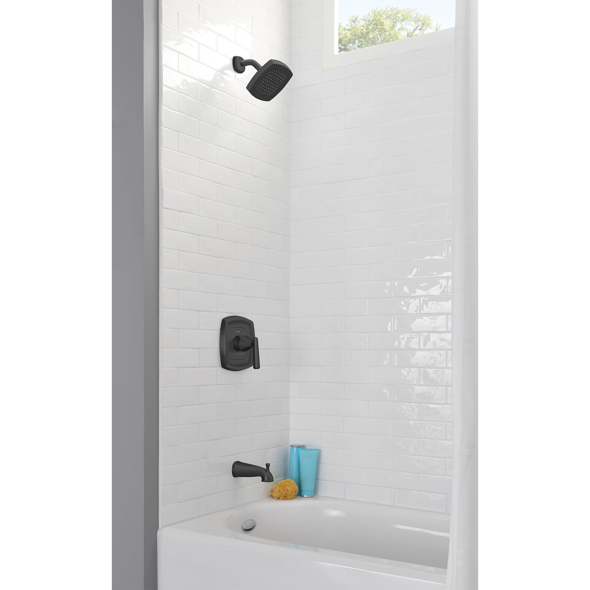 American Standard TU018508.243 Edgemere Bathtub Faucet and Shower Trim Kit with Water Saving Shower Head and Cartridge 1.8 GPM, Matte Black