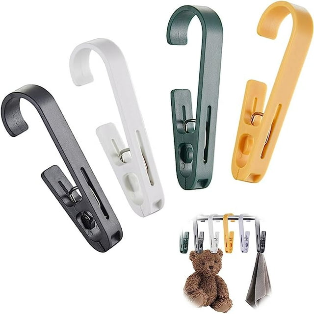 4 pinzas grandes para ropa, gancho portátil para ropa, ganchos de plástico multiusos, pinzas para toallas de playa para secar ropa, toallas, calcetines, fotos, sombreros, cortinas, etc. TUNC Sencillez