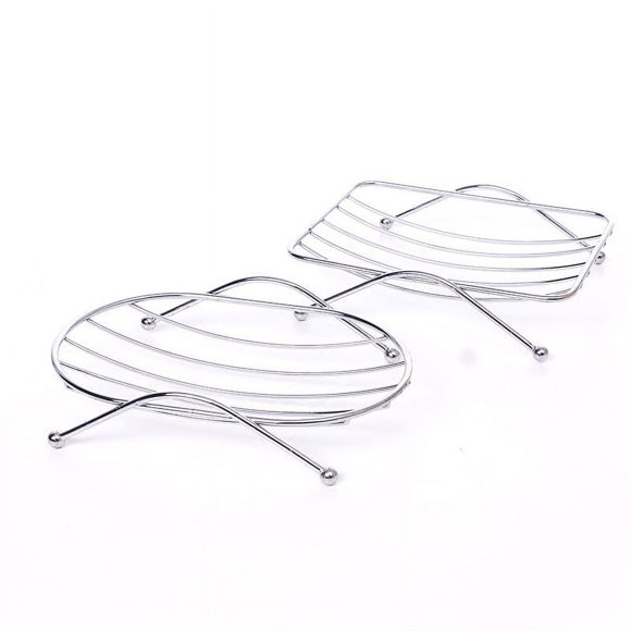 2pcs en Acier Inoxydable Savon Vaisselle Creuse Plateau en Métal Savon Drain Savon Titulaire Savon Boîte à Savon Titulaire Accessoires de Salle de Bains Durable et Beau