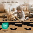 thumbnail image 4 of ODIKA 2'x3' Tan With Black Geometric Stripes Washable Throw Rug Playful Abstract Design Curved Motifs And Horizontal Band Non-Slip, Low Profile, Flatwoven, Easy Care for Hallway, Study Room, 4 of 7