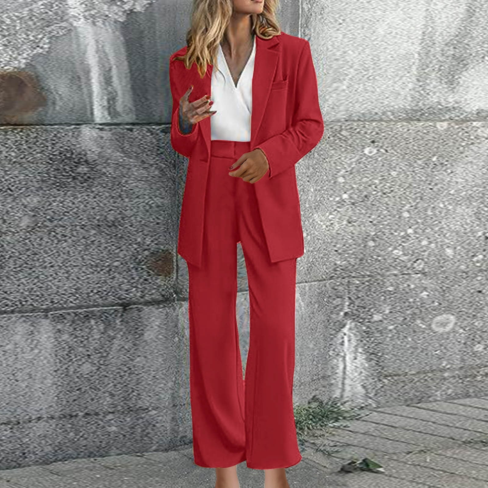 Dazajoo Holiday Sales Women's Business Blazer Pant Suit Set for