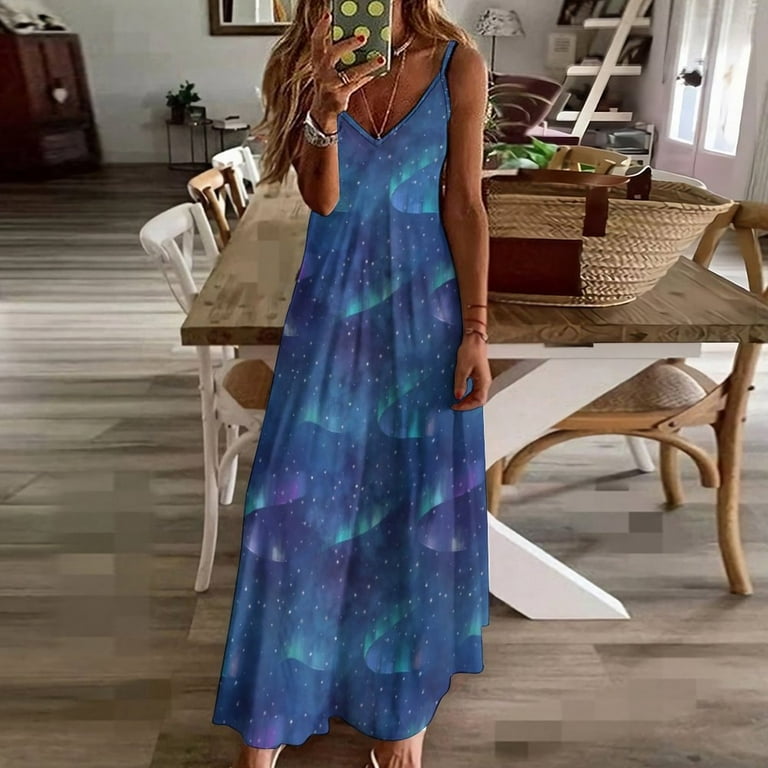 Aurora borealis Sleeveless Dress dresses for womens women dress dress women  summer women's luxury party dress - Walmart.com