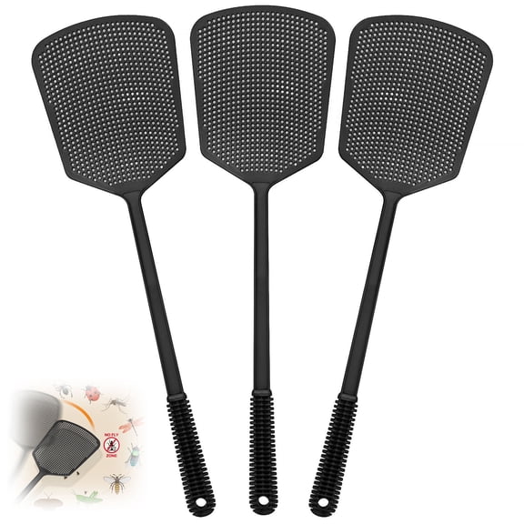 Fly Swatter Multi-Pack (3 Pack) – Heavy Duty, Flexible & Ergonomic. Effective for Indoor & Outdoor Use. Black, Thick Handle, Easy to Store