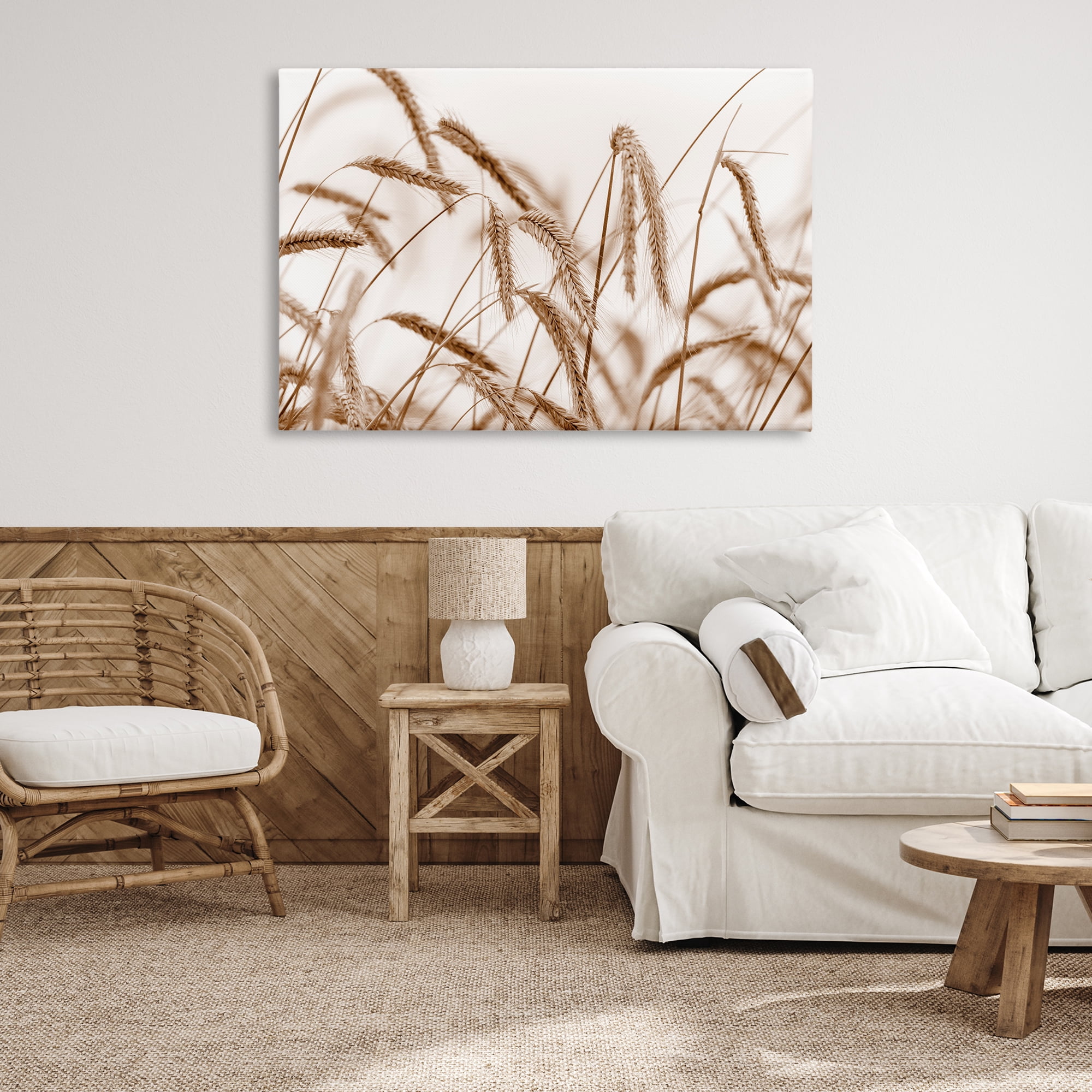 Stupell Industries Windswept Wheat Sprigs Plants & Flowers Photography Wrapped Canvas Art Print Wall Art, 45 x 30