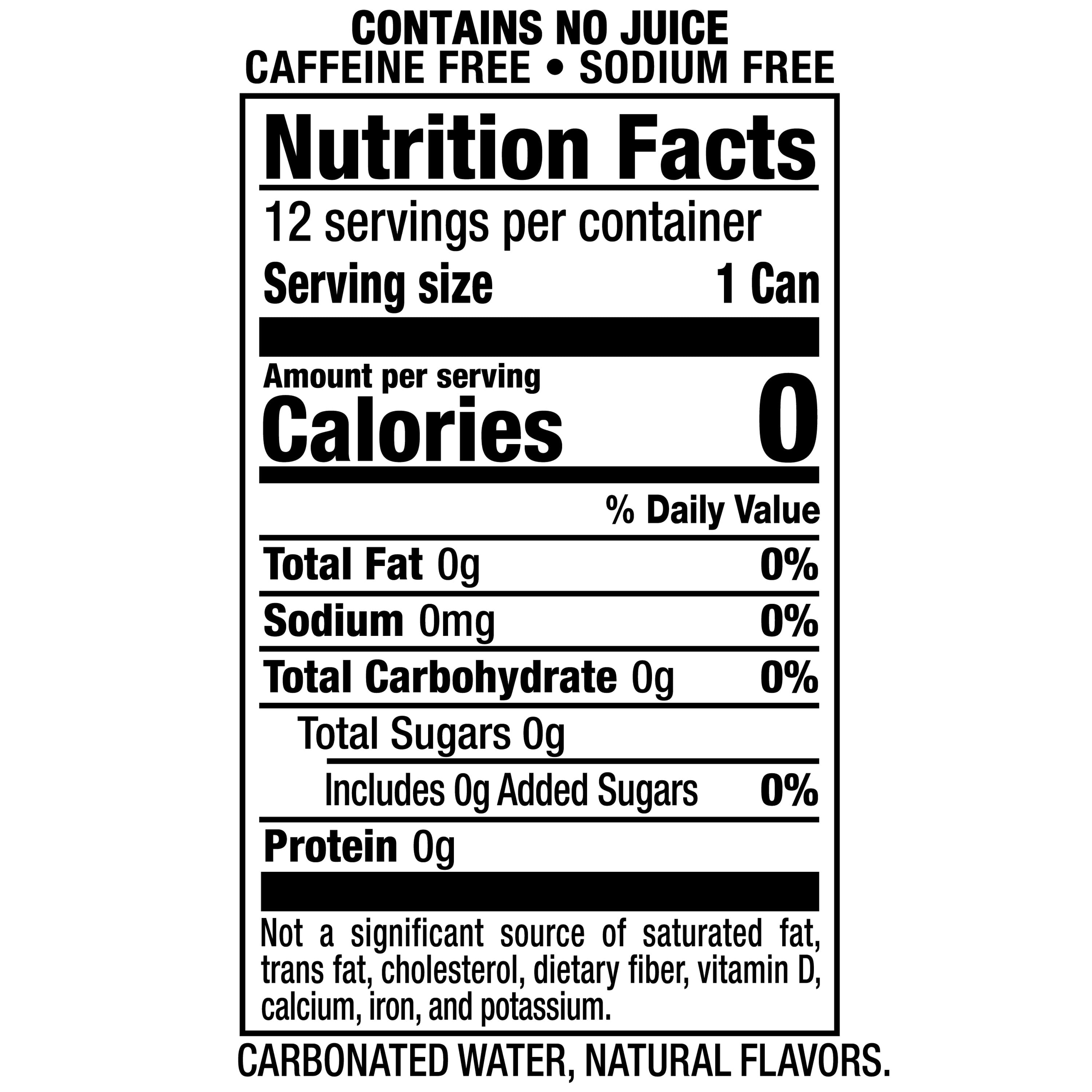 Schweppes Caffeine Free Original Sparkling Seltzer Water, 12 fl oz, 12 Pack Cans