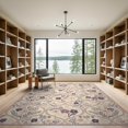 thumbnail image 2 of ODIKA 9'x12' Washable Area Rug Boho Botanical Motif Ornate Trellis Panel Vintage Distressed Pink Flowing for Dining Room, Basement, Large Office, Non-Slip Chair-Friendly, 2 of 7