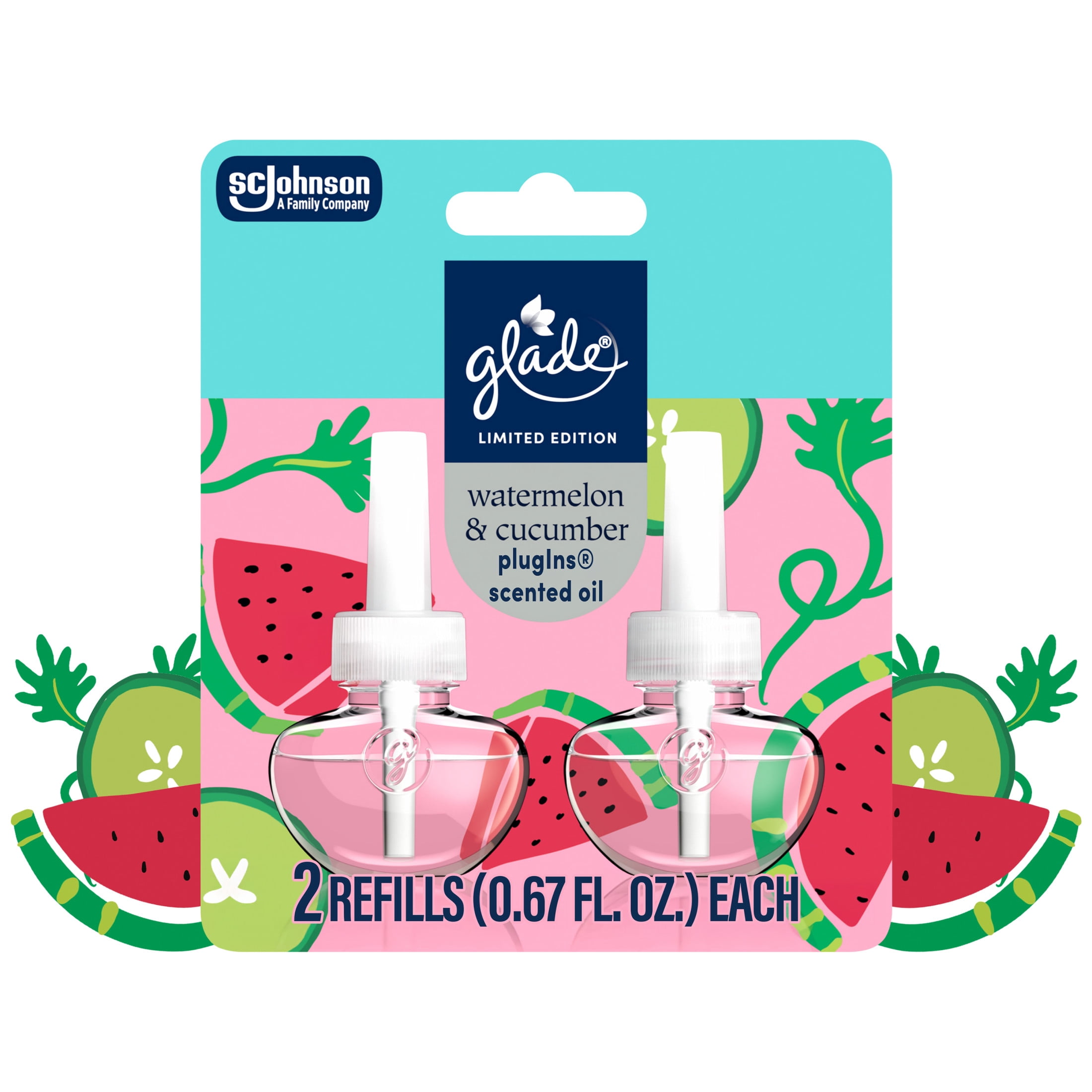 (6 pack) Glade® PlugIns® Refills Air Freshener, Watermelon & Cucumber, 1.34oz., 2 count