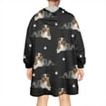 thumbnail image 2 of Australian Shepherd Dog and Footprints Wearable Oversized Blanket,Wearable Blanket Hoodie for Adults,Cozy Hooded Blankets with Super Pockets,Super Warm Fuzzy Pullover for Women & Men, 2 of 6