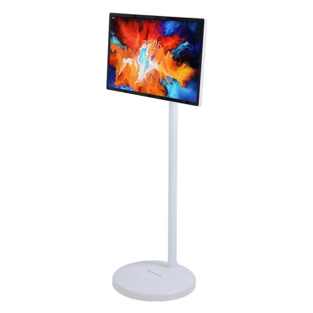 24 Inch Smart TV, 5MP Camera 6+128G Rolling TV with Pole Stand, Standing TV Movable TV Touch Screen TV Portable Television on Wheels Camping TV for Office Home Live
