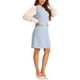 thumbnail image 4 of VESTIDO INSPIRADO CHIC para MUJER, de cuadros, tweed, con escote en V, sin mangas, de un solo botón y con bolsillos, color gris azul, 4 of 5