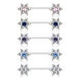 thumbnail image 1 of Pair of Straight Barbell Nipple Rings 14G w/ CZ Flower Bead - 5 Color Available, 1 of 1