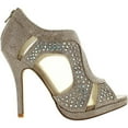 thumbnail image 2 of BONNIBEL LEAH-2 Womens Peep Toe Glitter Mesh Back Zip Dress Sandals, Champagne, 6, 2 of 4
