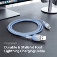 thumbnail image 3 of Powertek Frosty MFi Certified USB-A to Lightning Braided Charging Cable, 6 ft, Blue, 3 of 7