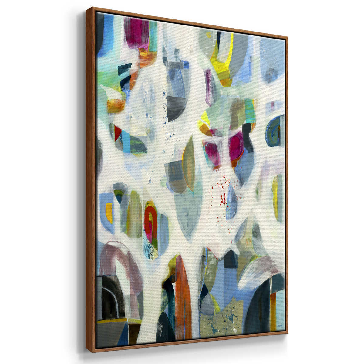 Interaction Framed Premium Gallery Wrapped Canvas - Ready to Hang - 27 x 41 - Walnut Floating Frame